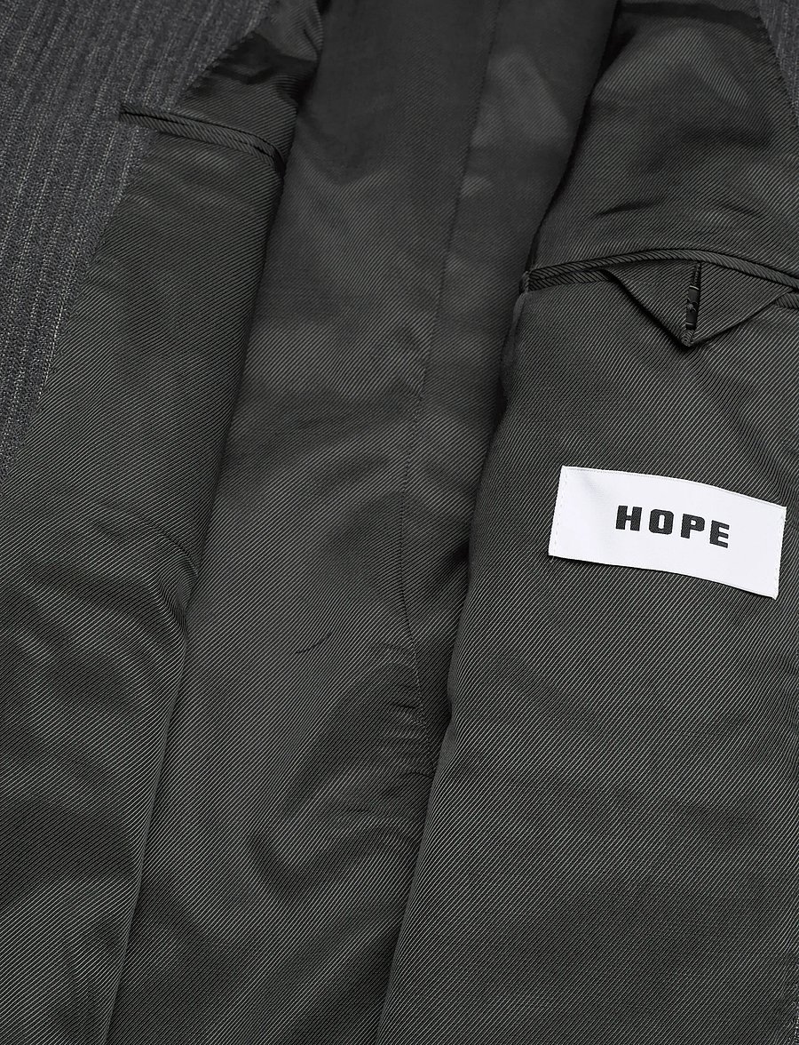 Hope - Fossil Blazer Textured Blue Grey Stripe-36 - Ühes joones nööpidega bleiserid - textured blue grey stripe - 4