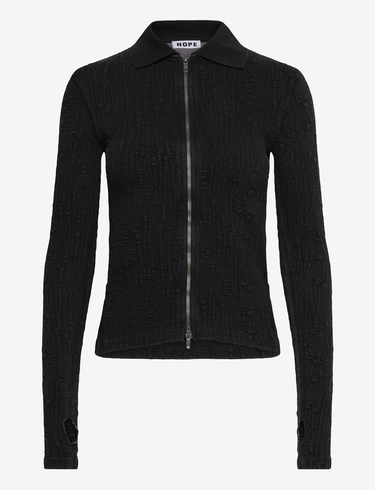 Hope - Lyra zip cardigan Faded Black Interlock-34 - cardigans - faded black interlock - 0