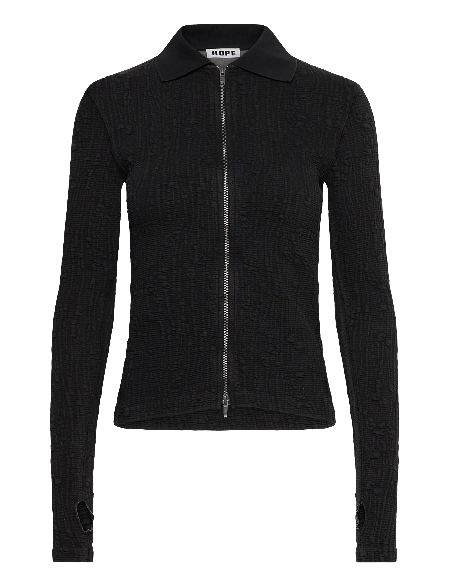 Hope - Lyra zip cardigan Faded Black Interlock-34 - cardigans - faded black interlock - 0