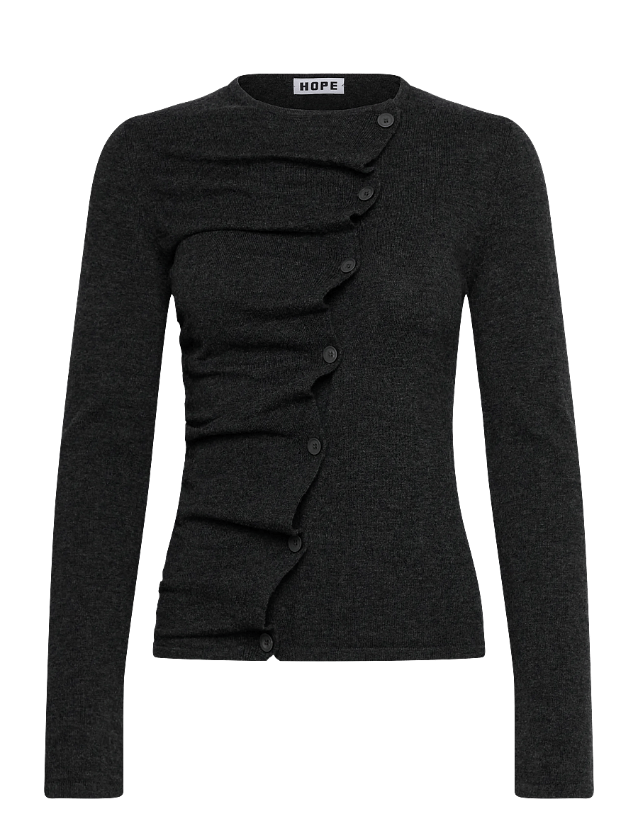 Hope - Wave cardigan Grey Cashmere Blend-34 - kashmir - grey cashmere blend - 0