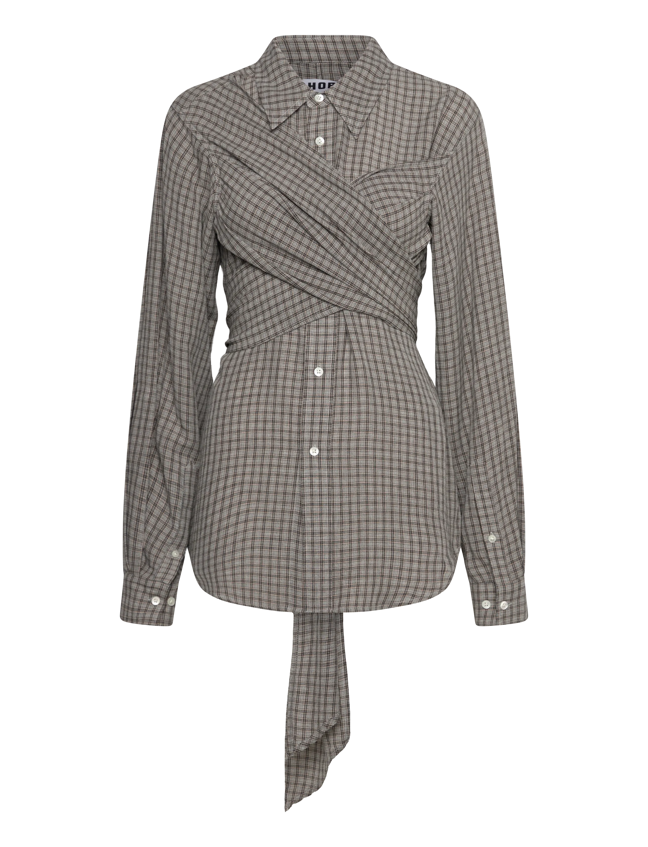 Hope Twisty Shirt Soft Grey Check-38, 34, Shirts, Grau - Long-sleeved, Frauen