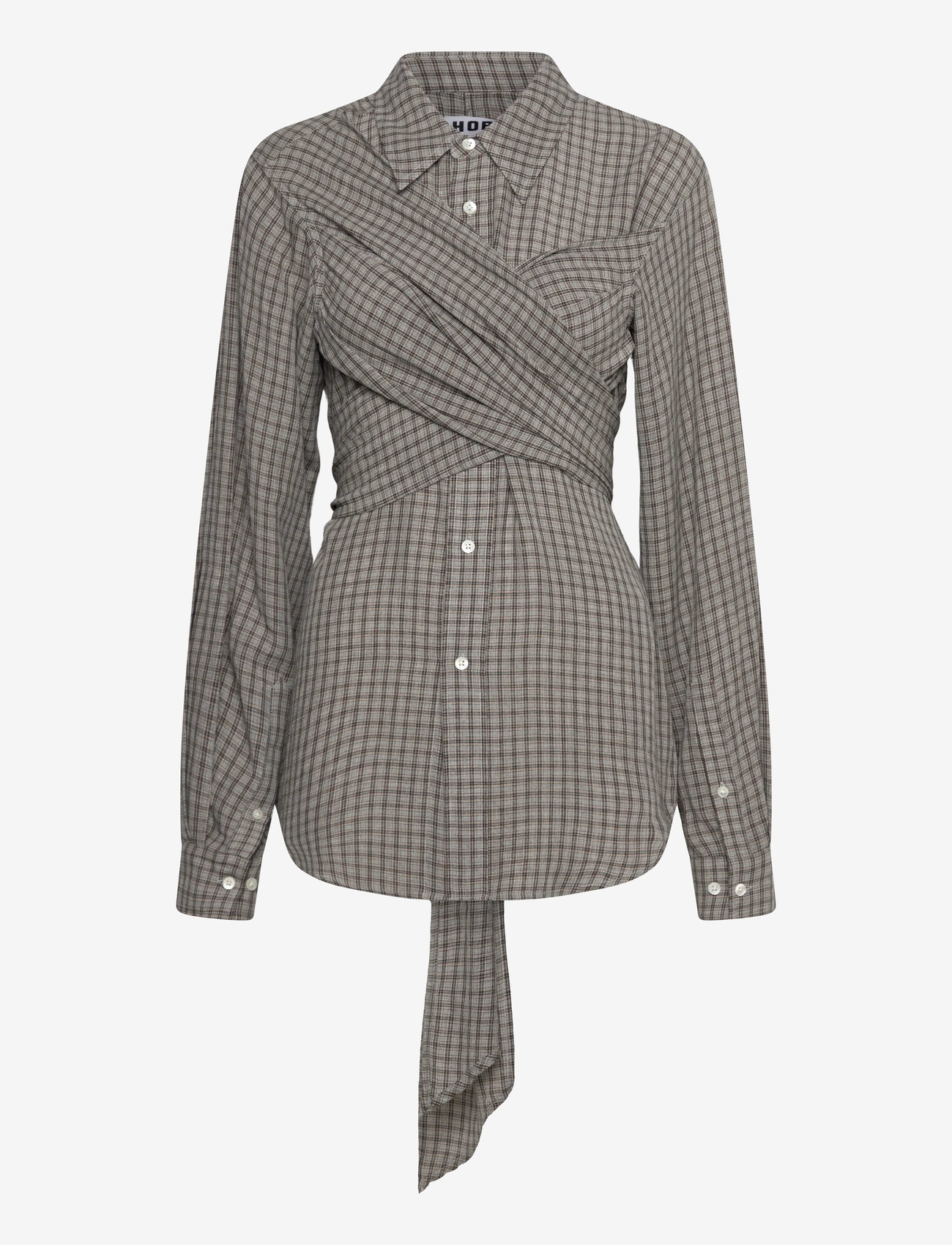 Hope - Twisty shirt Soft Grey Check-42 - jeanshemden - soft grey check - 0