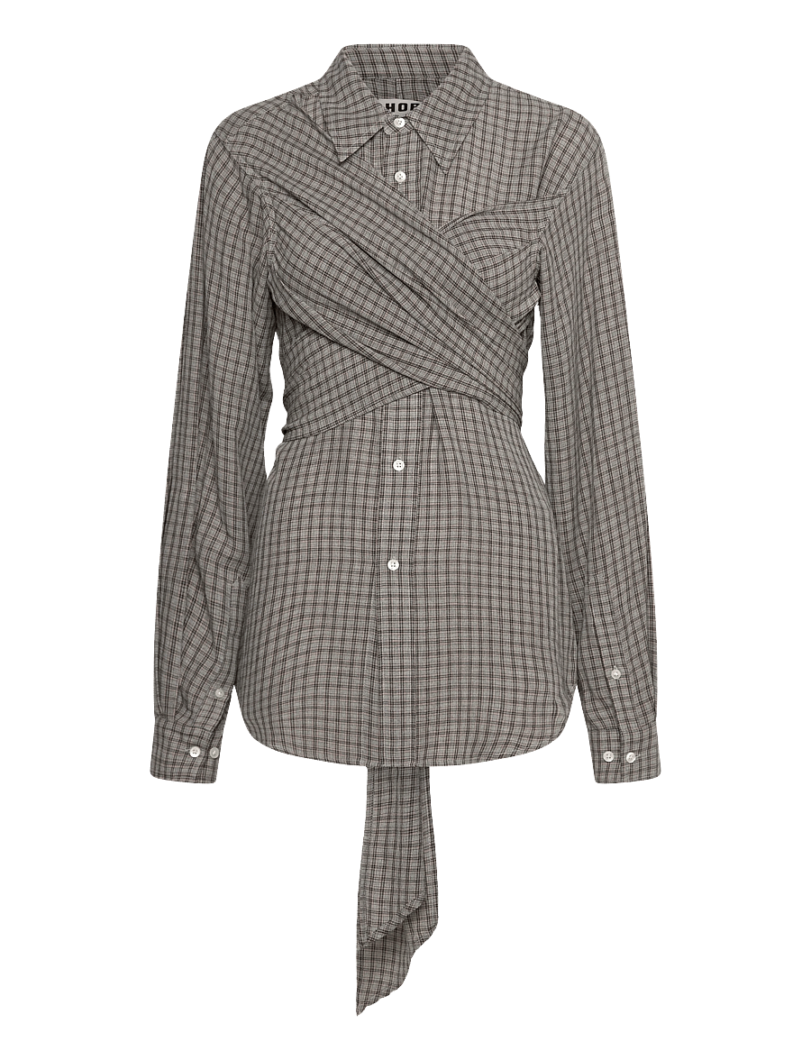 Hope - Twisty shirt Soft Grey Check-38 - jeansblouses - soft grey check - 0