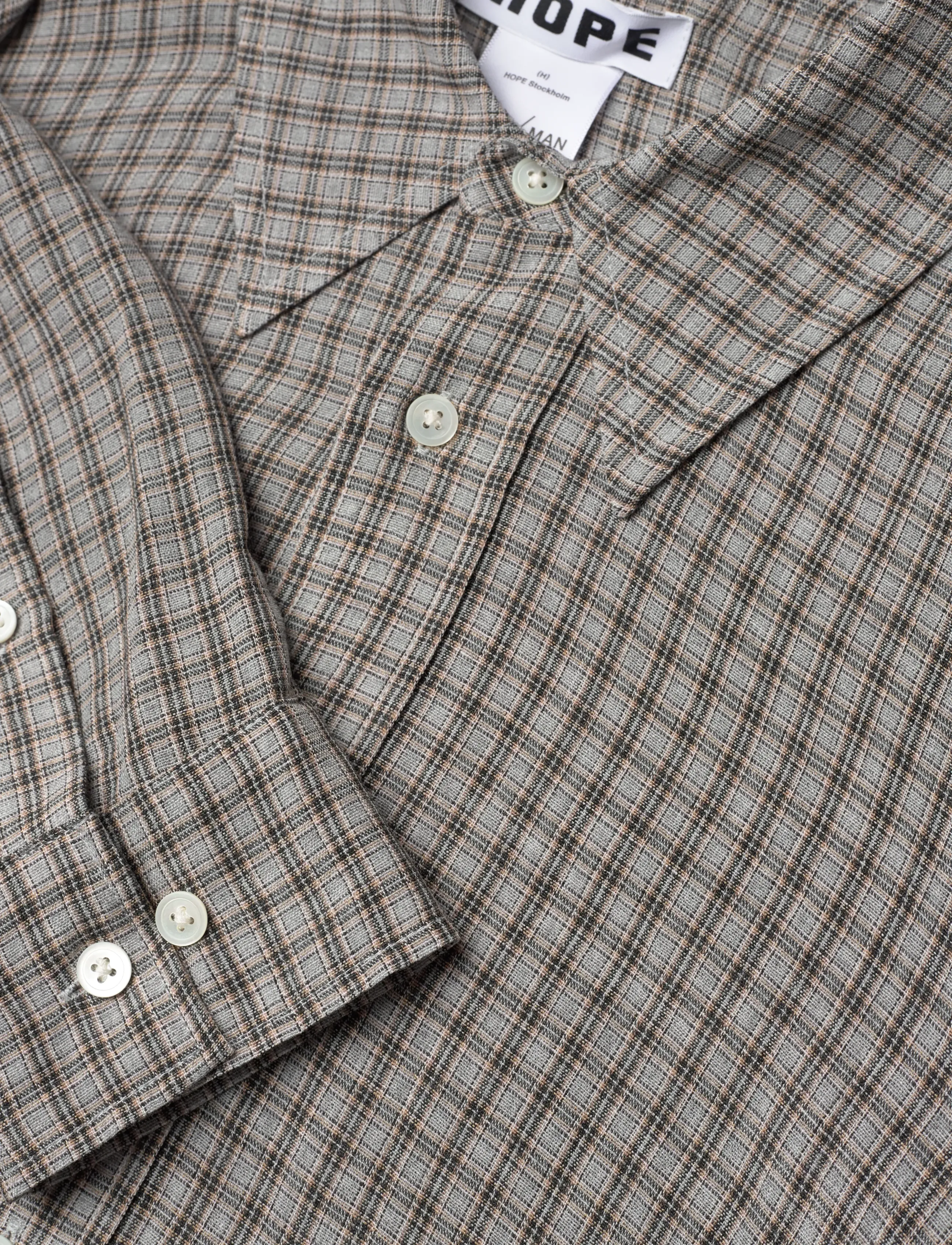 Hope - Twisty shirt Soft Grey Check-38 - denim shirts - soft grey check - 2