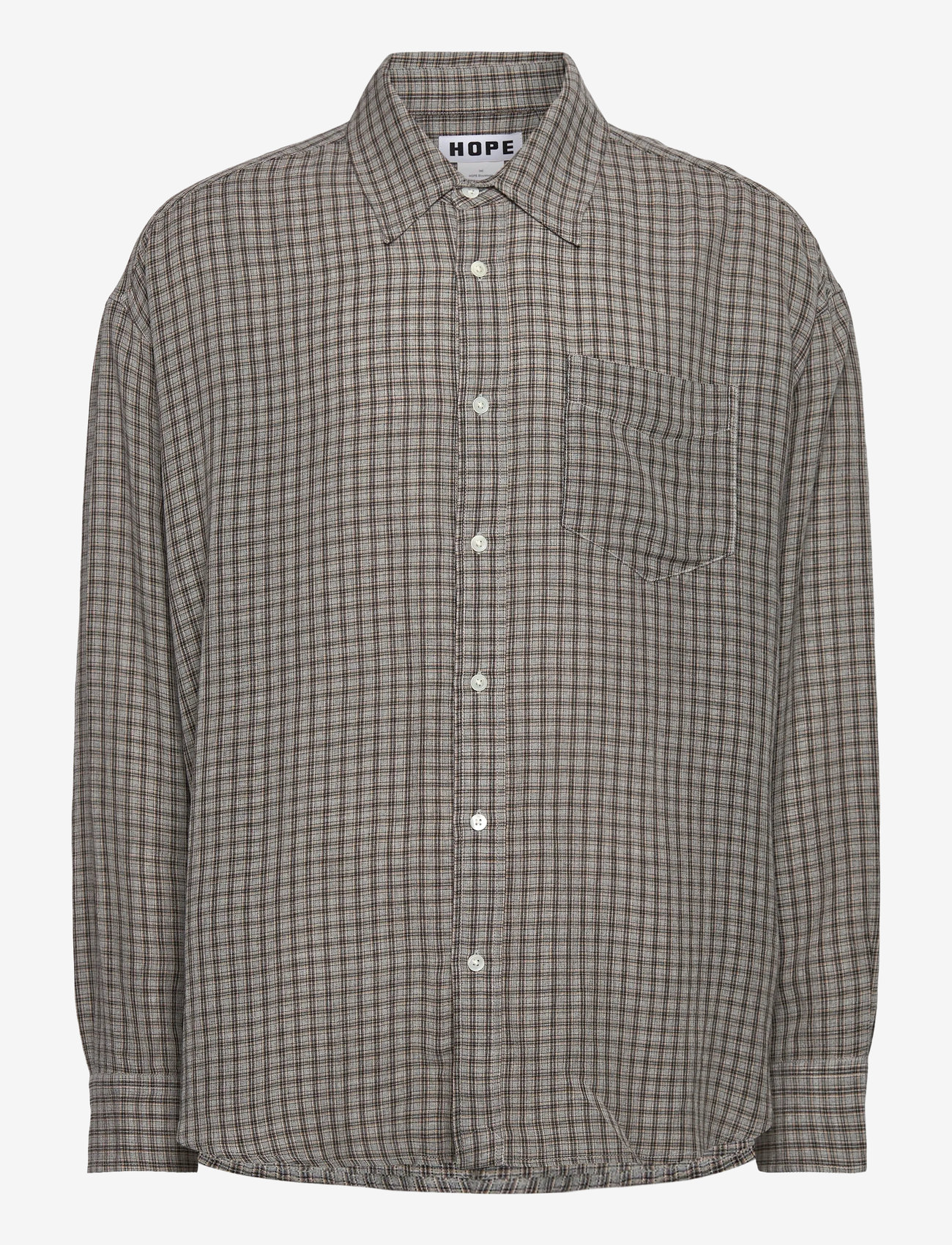 Hope - Room shirt Soft Grey Check-44 - basic skjortor - soft grey check - 0