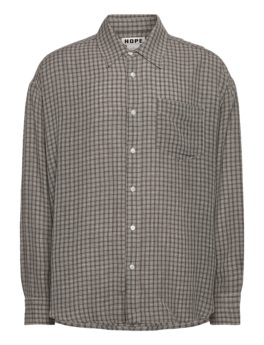 Hope - Room shirt Soft Grey Check-52 - rutiga skjortor - soft grey check - 0