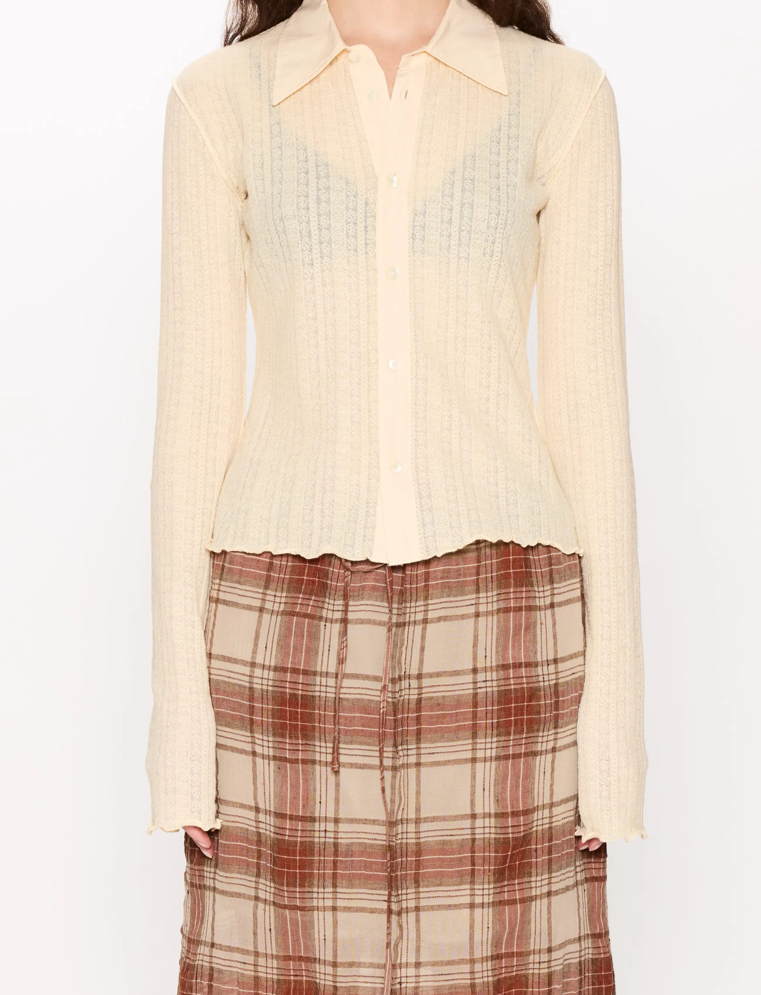 Hope Window Shirt - Bluser & Skjorter - ECRU LACE JERSEY / beige