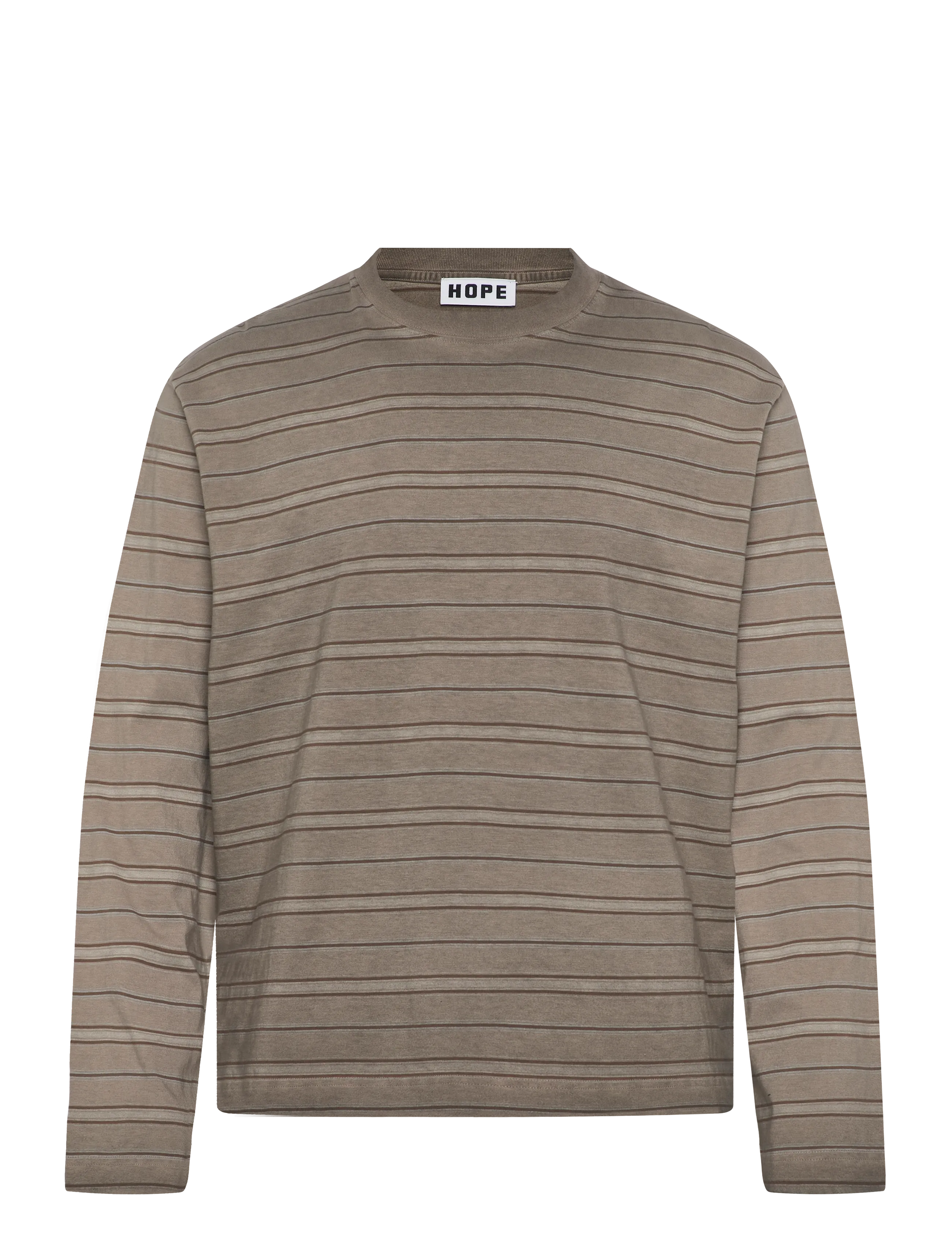 HOPE Spark Longsleeve Overdyed Beige Stripe Braun - 44 - Herren
