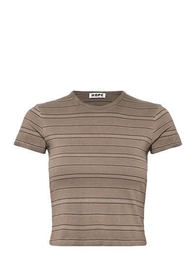 Hope Vile tee Overdyed Beige Stripe - Crop tops - OVERDYED BEIGE STRIPE / brown