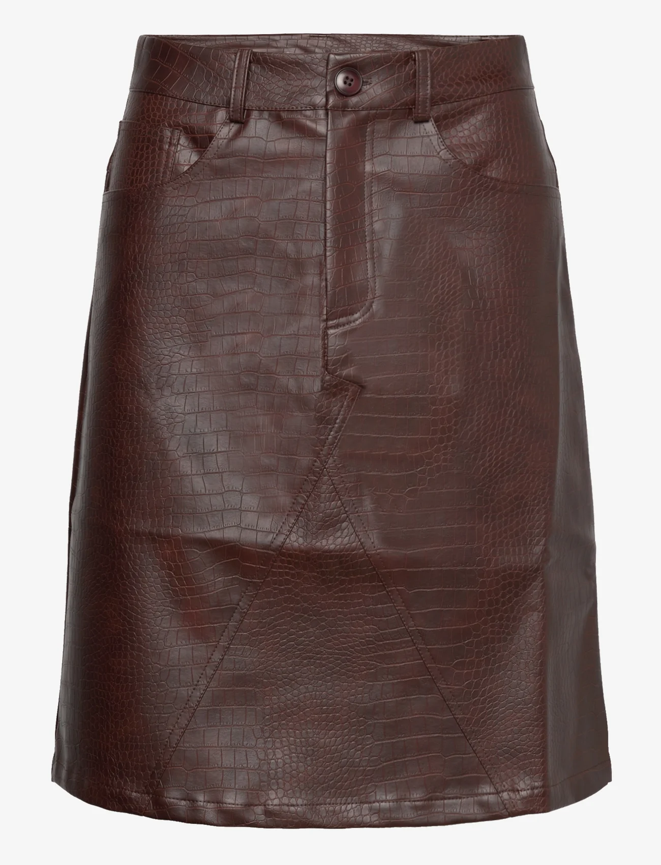 Hosbjerg - Jelona Croc Skirt - short skirts - brown - 0