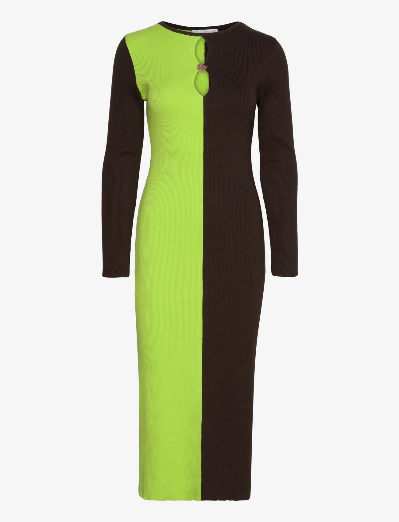 Hosbjerg - Joa Knit Dress - aptemtos suknelės - brown/green - 0