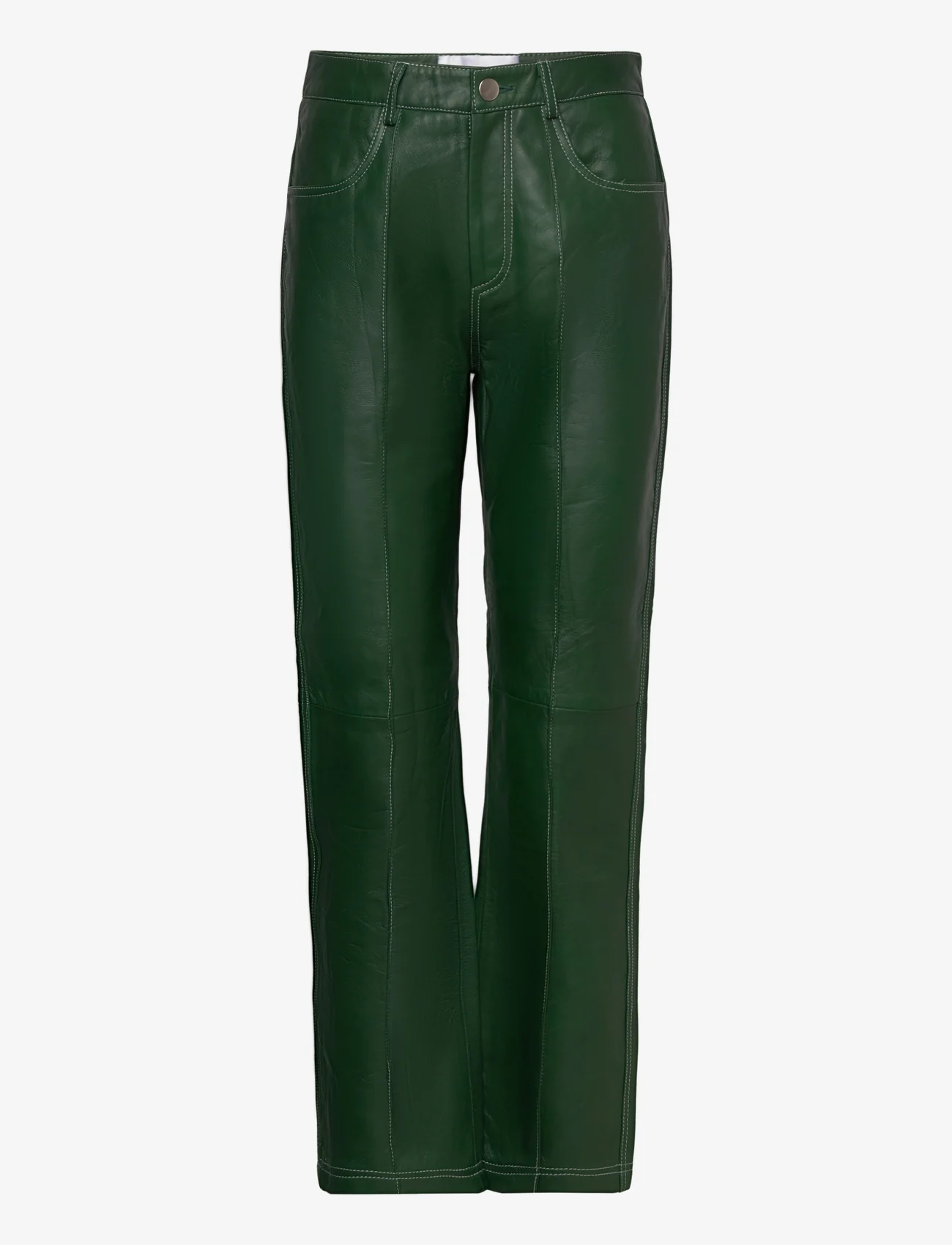 Hosbjerg - Jody Leather Pants - dark green - 0