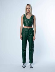 Hosbjerg - Jody Leather Pants - dark green - 2