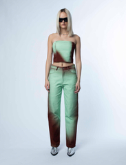 Hosbjerg - Joy Fade Pants - džinsa bikses ar platām starām - green/brown fade - 2