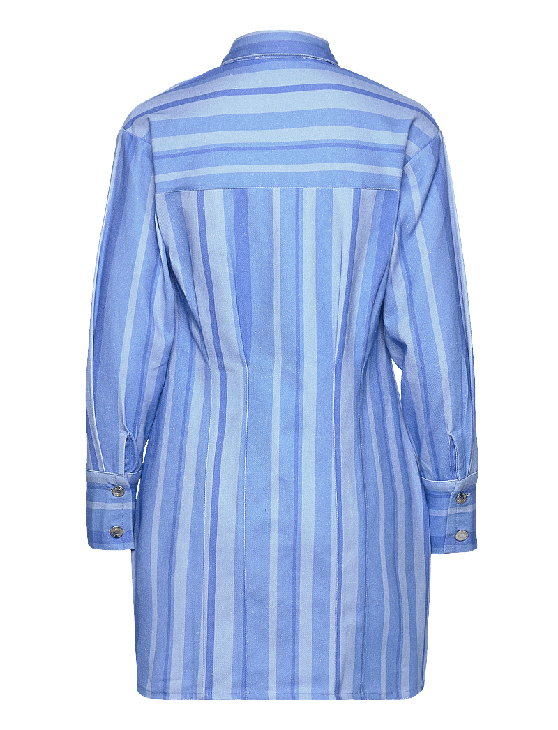 Hosbjerg - Juki Volume Dress - sukienki koszulowe - blue stripe - 2