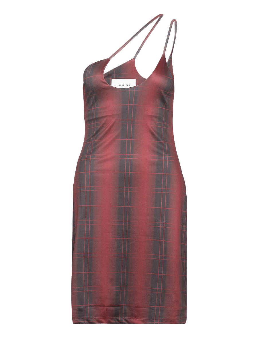 Hosbjerg - Juna Asta Grid Dress - etuikleider - maroon grid - 1