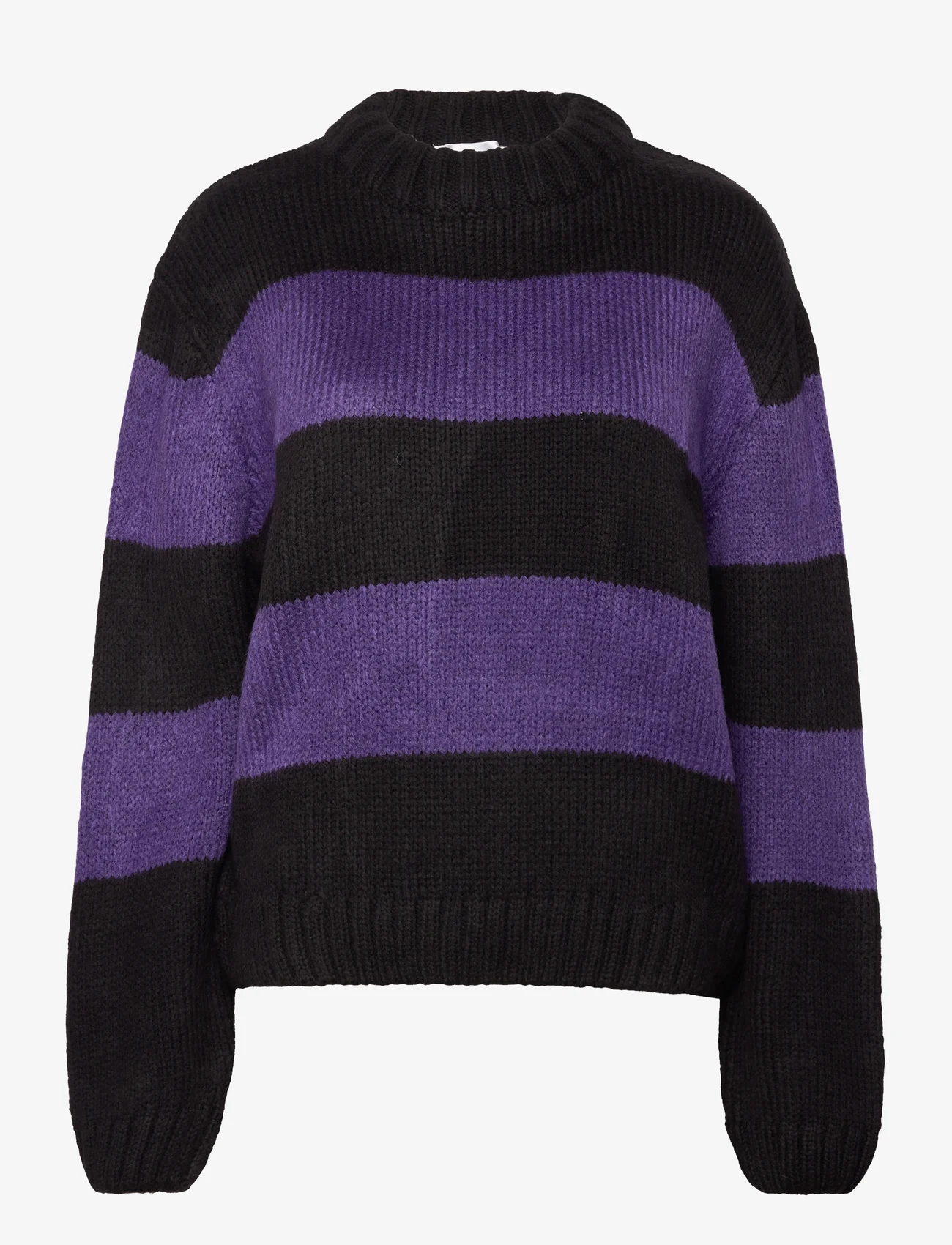 Hosbjerg - Lotti Stripe Knit Sweater - jumpers - black/purple - 0