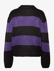 Hosbjerg - Lotti Stripe Knit Sweater - jumpers - black/purple - 1