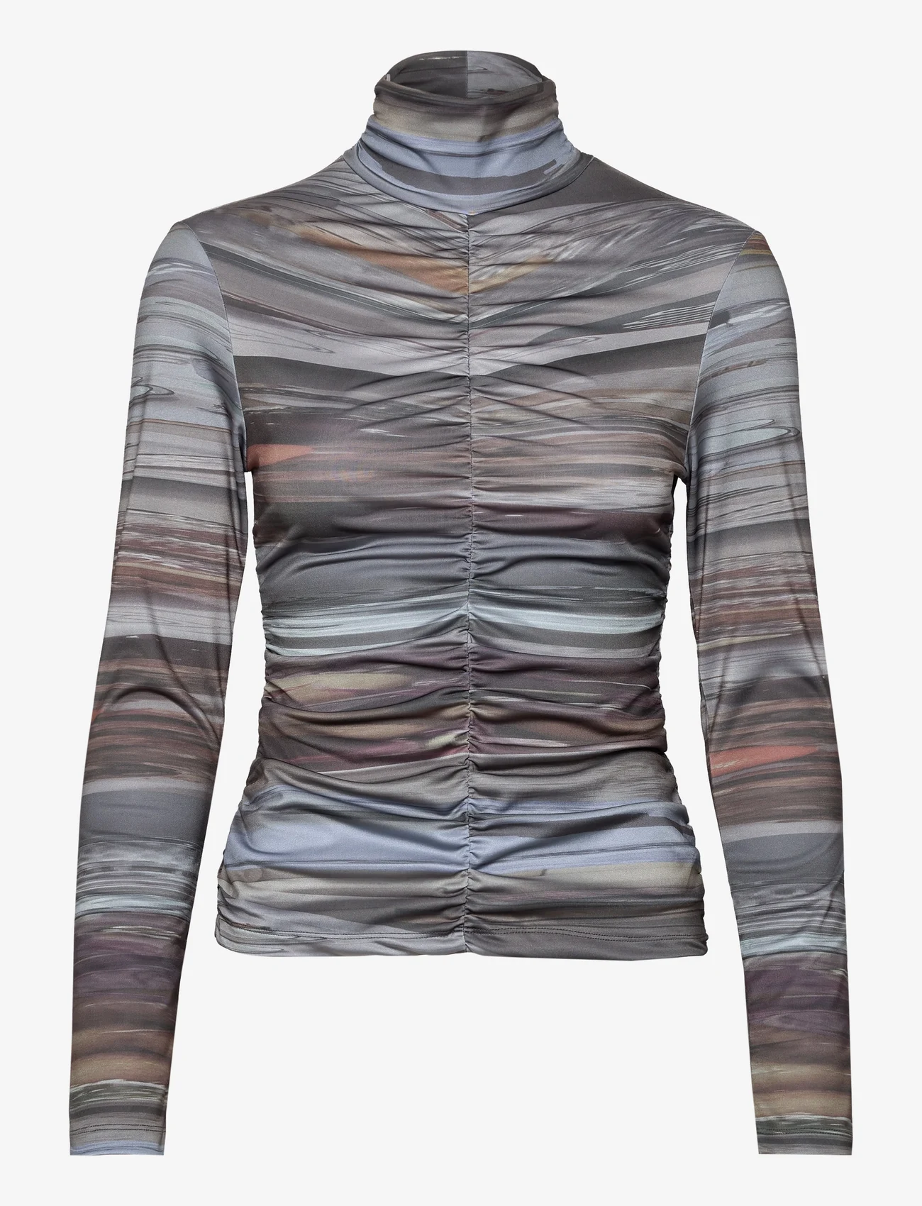 Hosbjerg - Lyra Top - long-sleeved tops - abstract dinner grey - 0