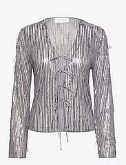Hosbjerg - Madelin Sequin Shirt - long-sleeved shirts - silver grey - 0