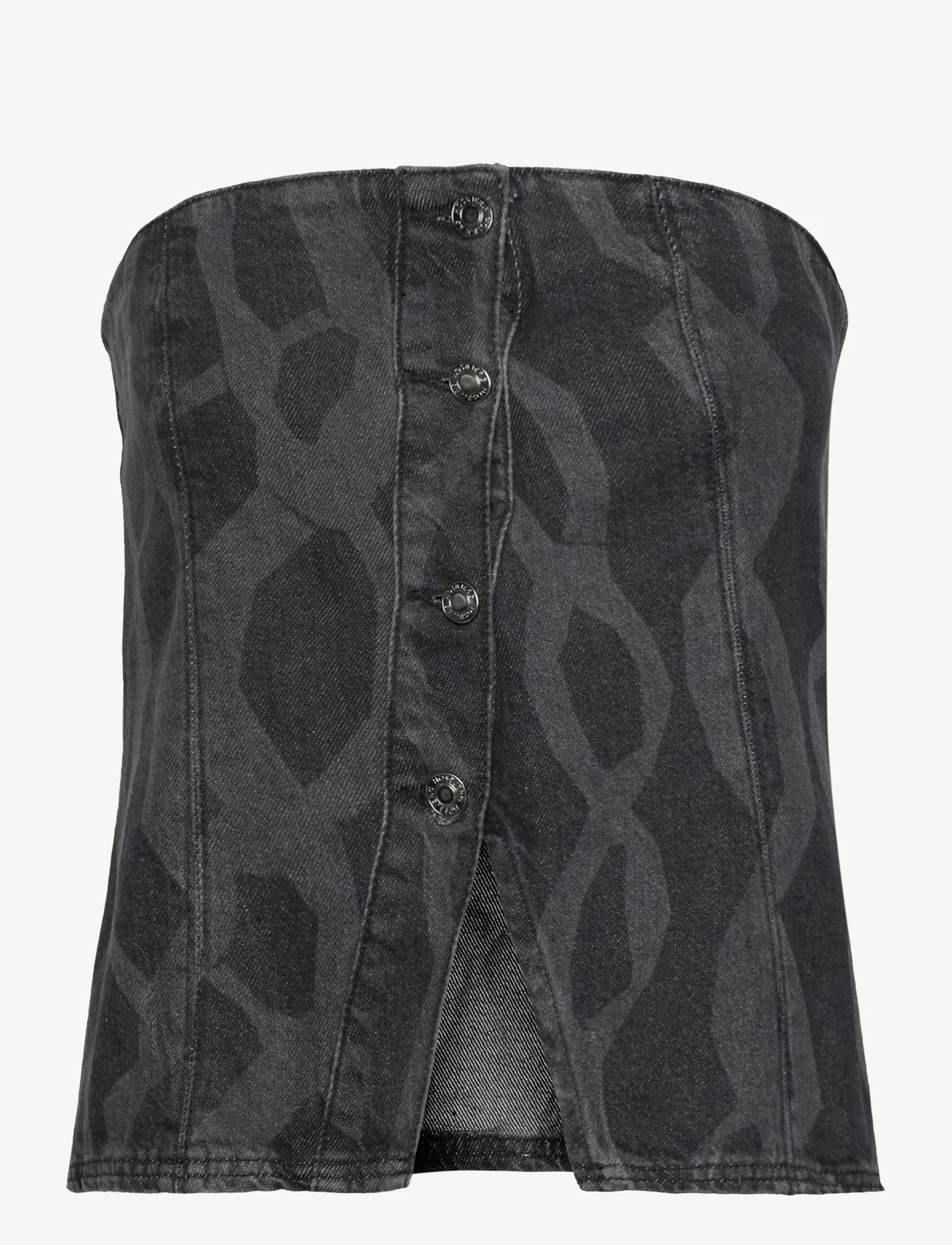 Hosbjerg - Mickie Denim Top - sleeveless blouses - dark grey - 0