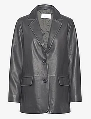Hosbjerg - Nana Leather Blazer - spring jackets - asphalt - 0