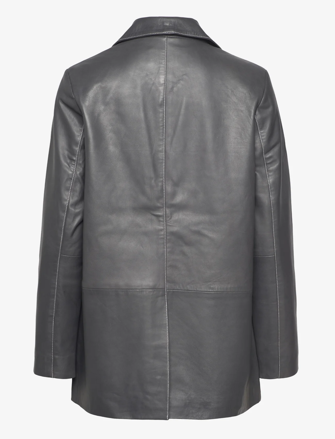 Hosbjerg - Nana Leather Blazer - spring jackets - asphalt - 1