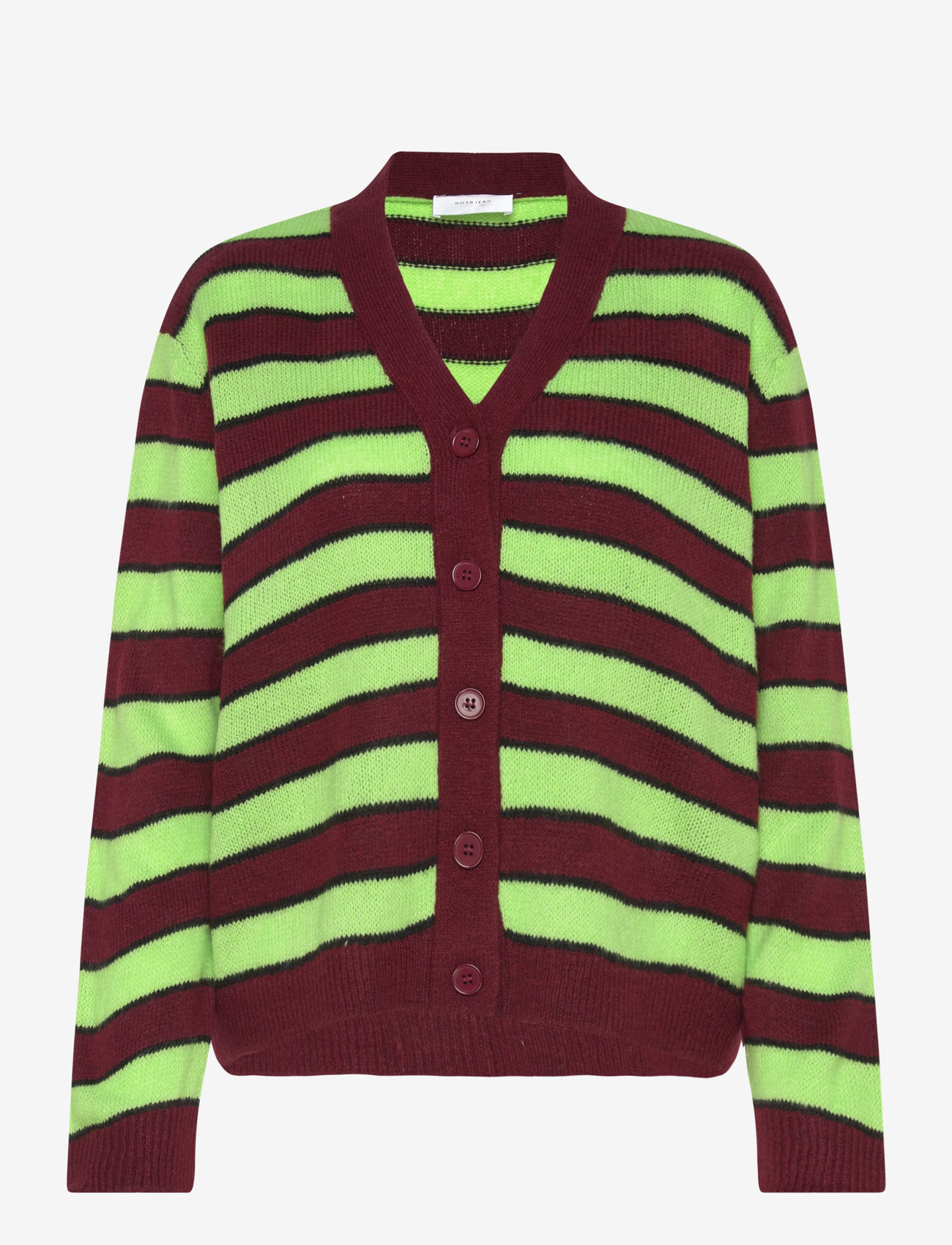 Hosbjerg - Patricia Knit Cardigan - koftor - green/ bordeaux stripe - 0