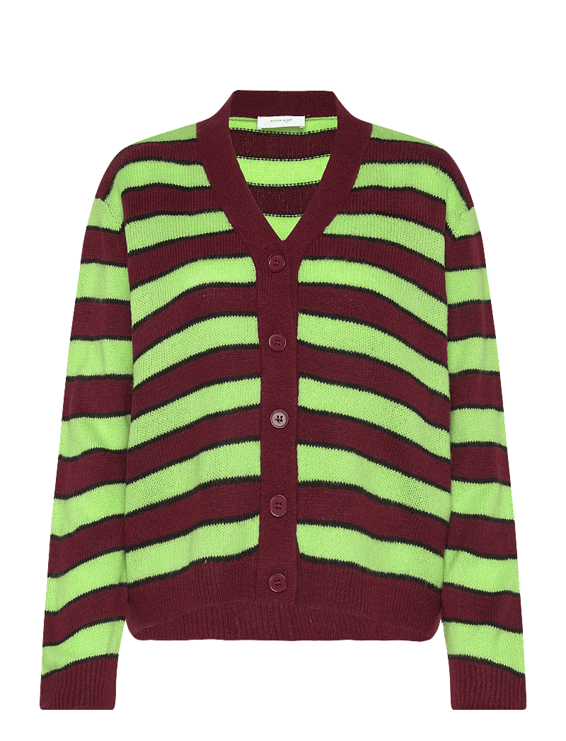 Hosbjerg - Patricia Knit Cardigan - gebreide vesten - green/ bordeaux stripe - 0