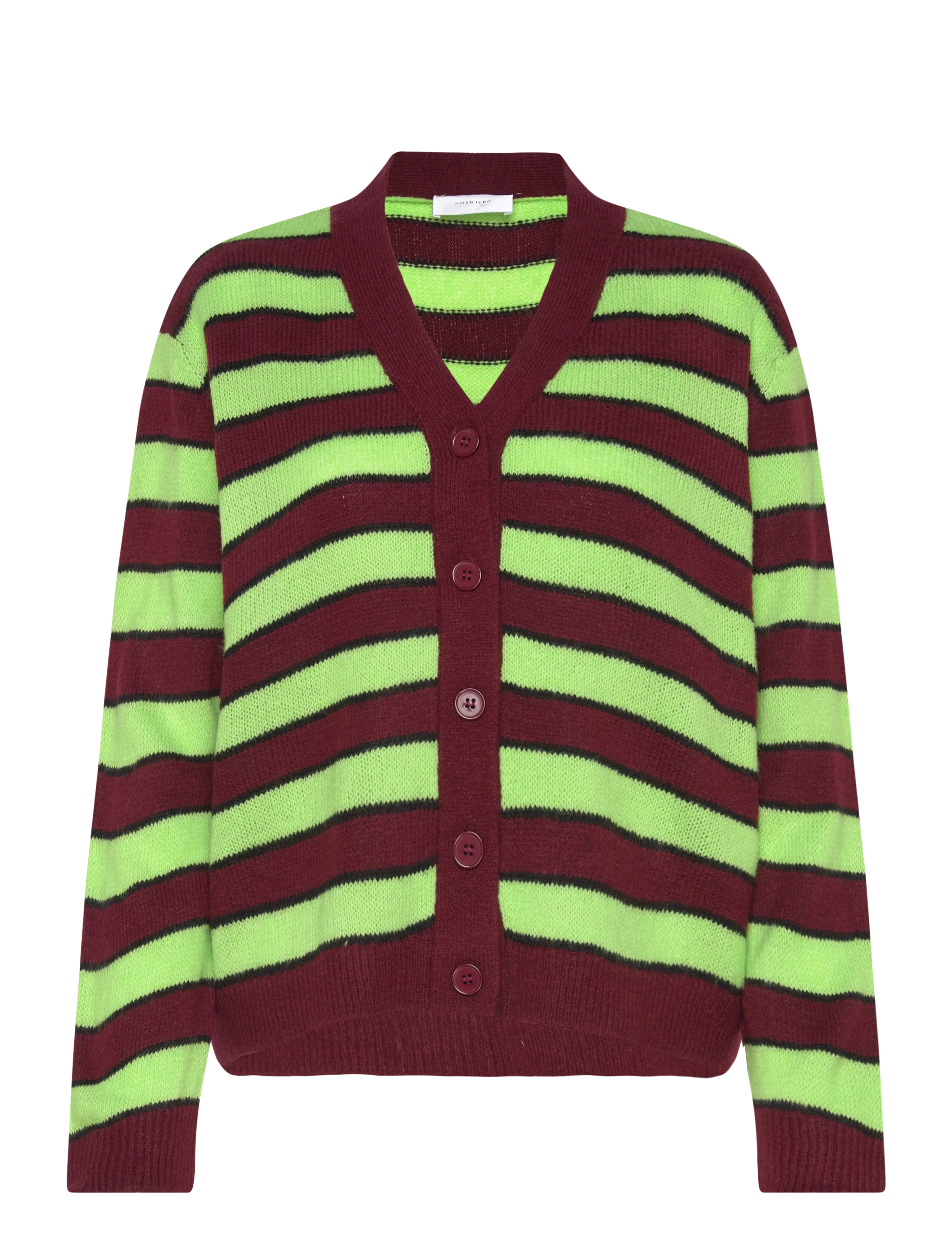 Hosbjerg Patricia Knit Cardigan - Hosbjerg - GREEN/ BORDEAUX STRIPE / green