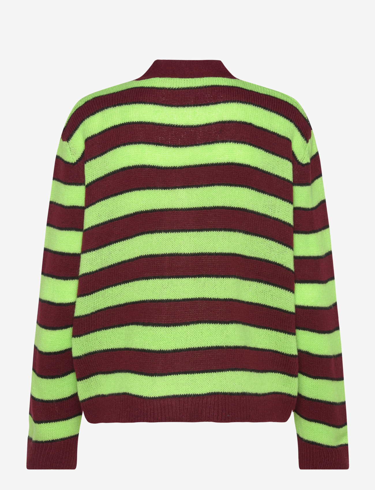 Hosbjerg - Patricia Knit Cardigan - koftor - green/ bordeaux stripe - 1