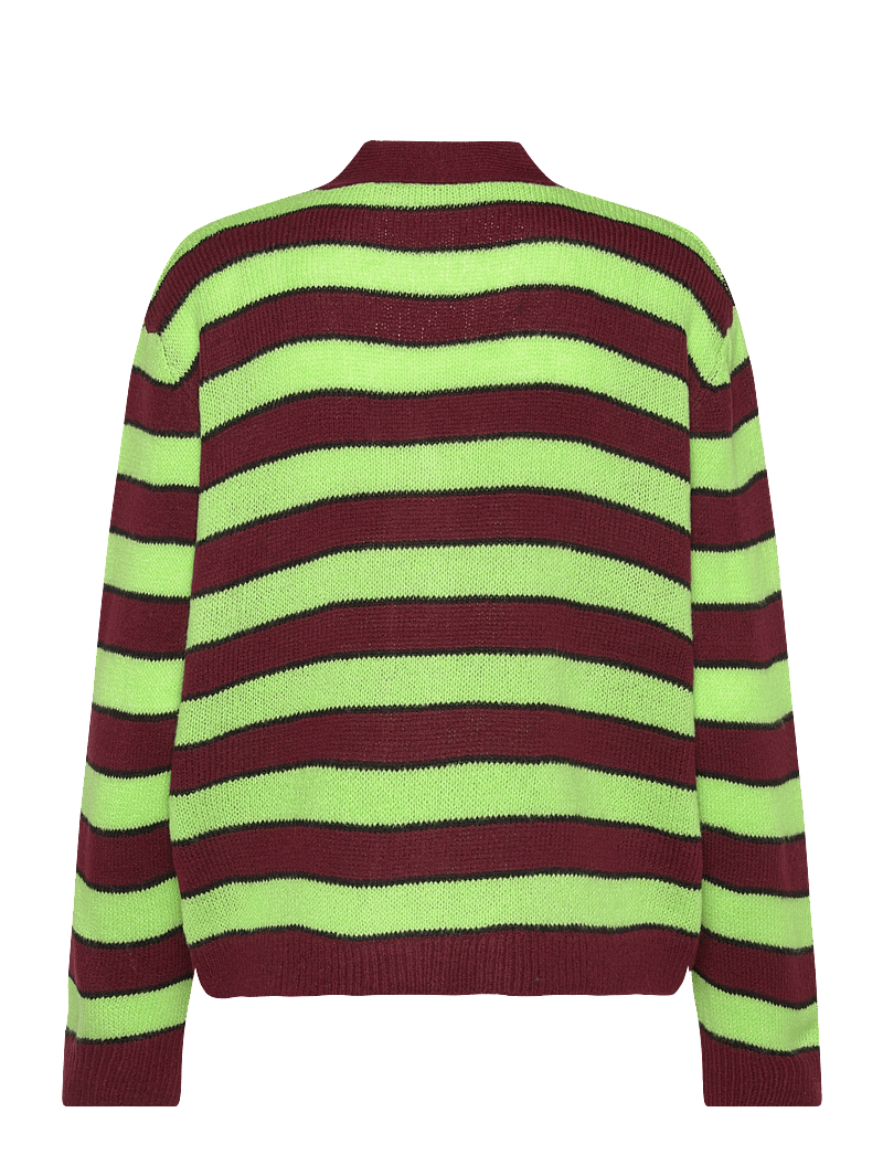 Hosbjerg - Patricia Knit Cardigan - gebreide vesten - green/ bordeaux stripe - 1
