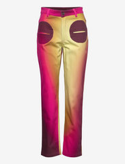 Hosbjerg - Ella Rina Fade Pants - džinsa bikses ar taisnām starām - pink/mustard fade - 0