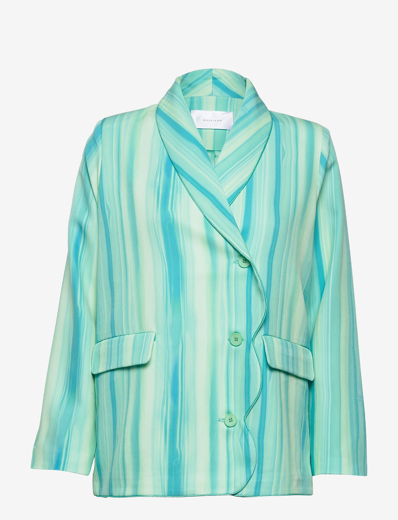 Hosbjerg - Fleur Adele Blazer - enkeltradede blazere - sand lines turquoise - 0