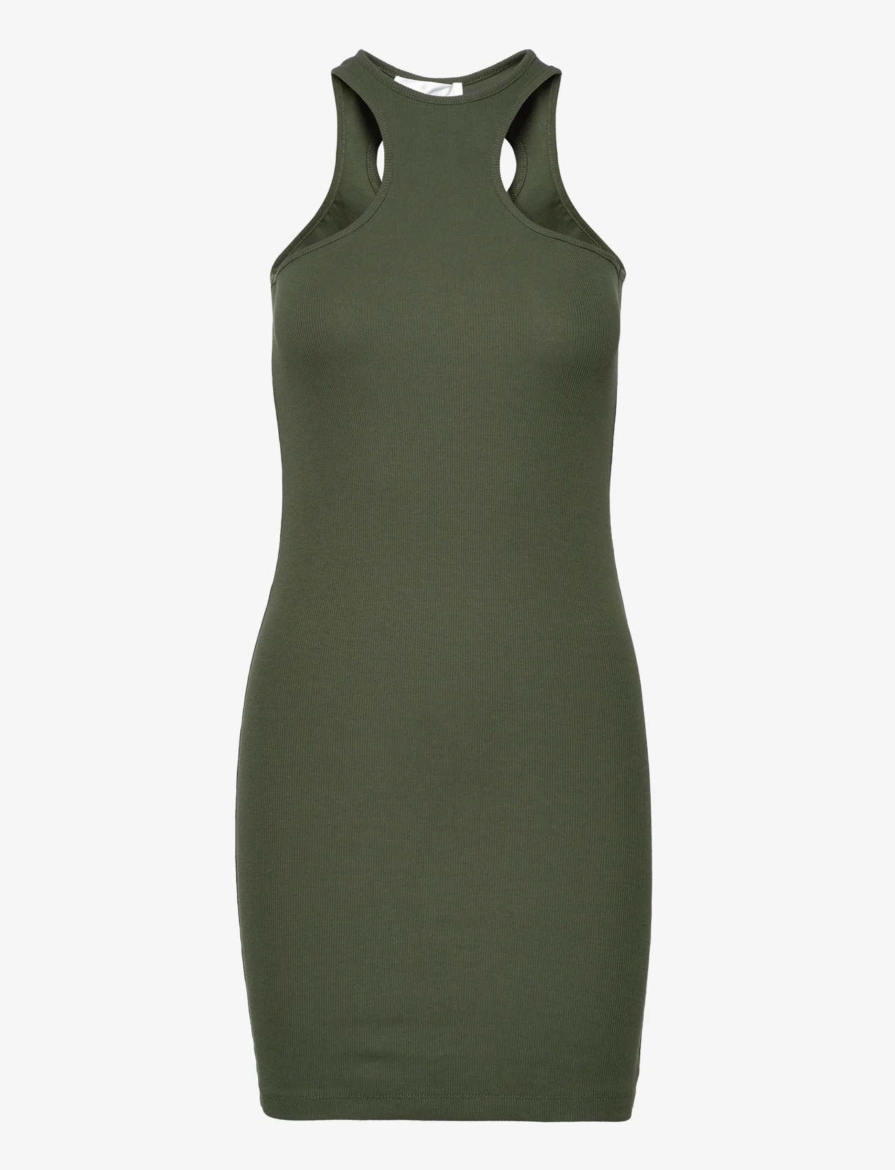 Hosbjerg - Gabara Hole Rib Dress - aptemtos suknelės - bottle green - 0