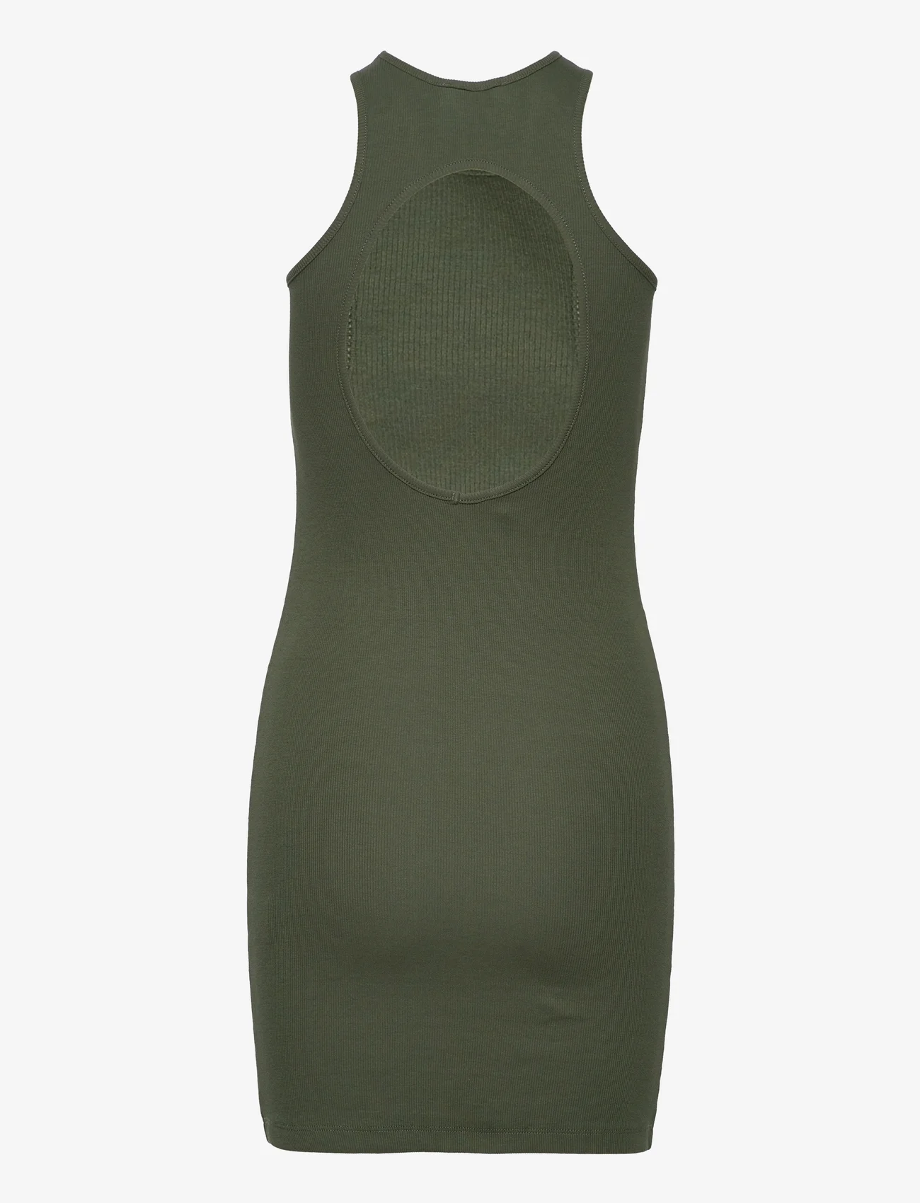Hosbjerg - Gabara Hole Rib Dress - aptemtos suknelės - bottle green - 1