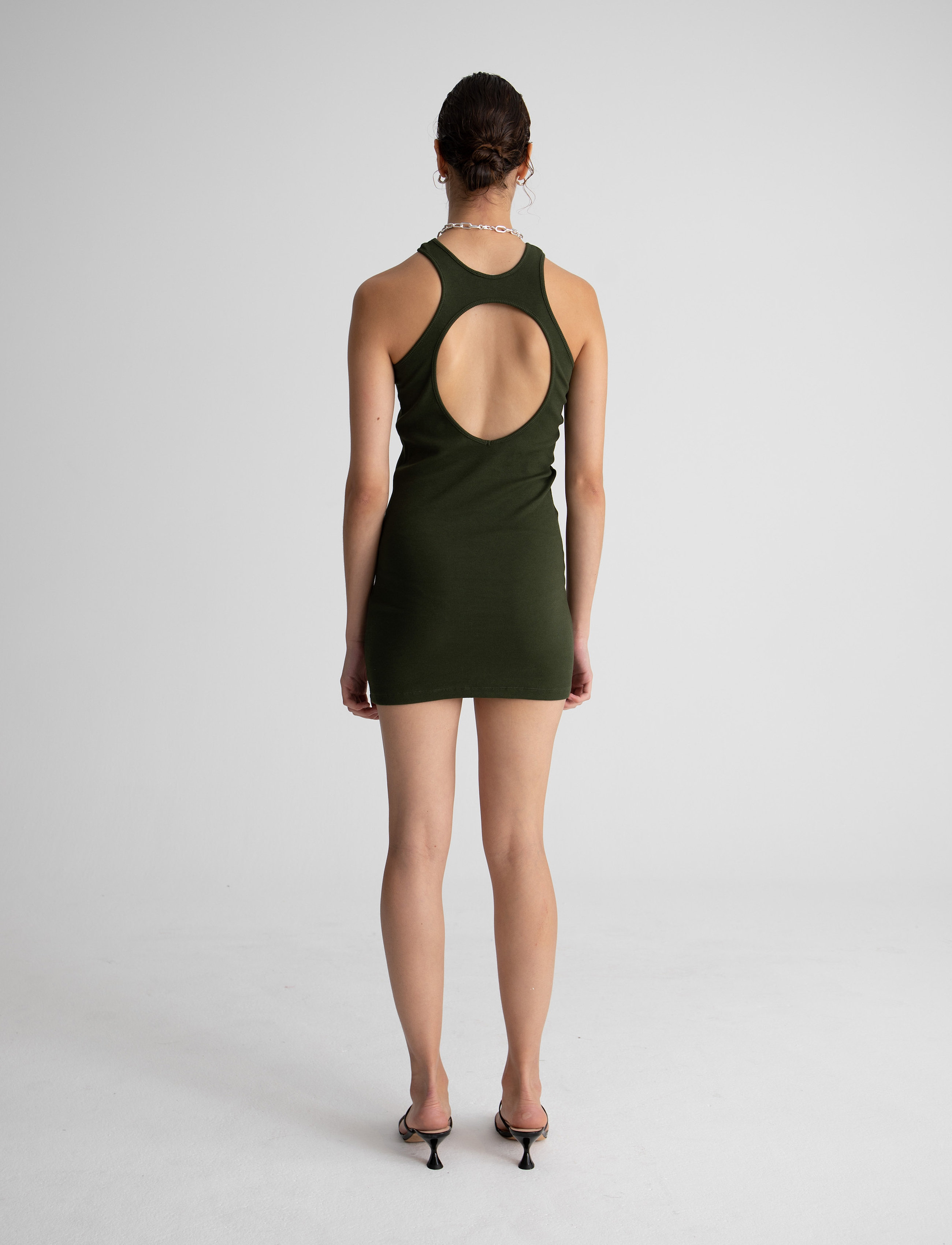 Hosbjerg - Gabara Hole Rib Dress - stramme kjoler - bottle green - 3