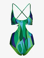 Ginny Cross Back Swimsuit - GREEN LANDSCAPE