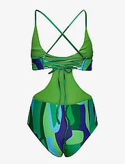 Hosbjerg - Ginny Cross Back Swimsuit - swimsuits - green landscape - 1