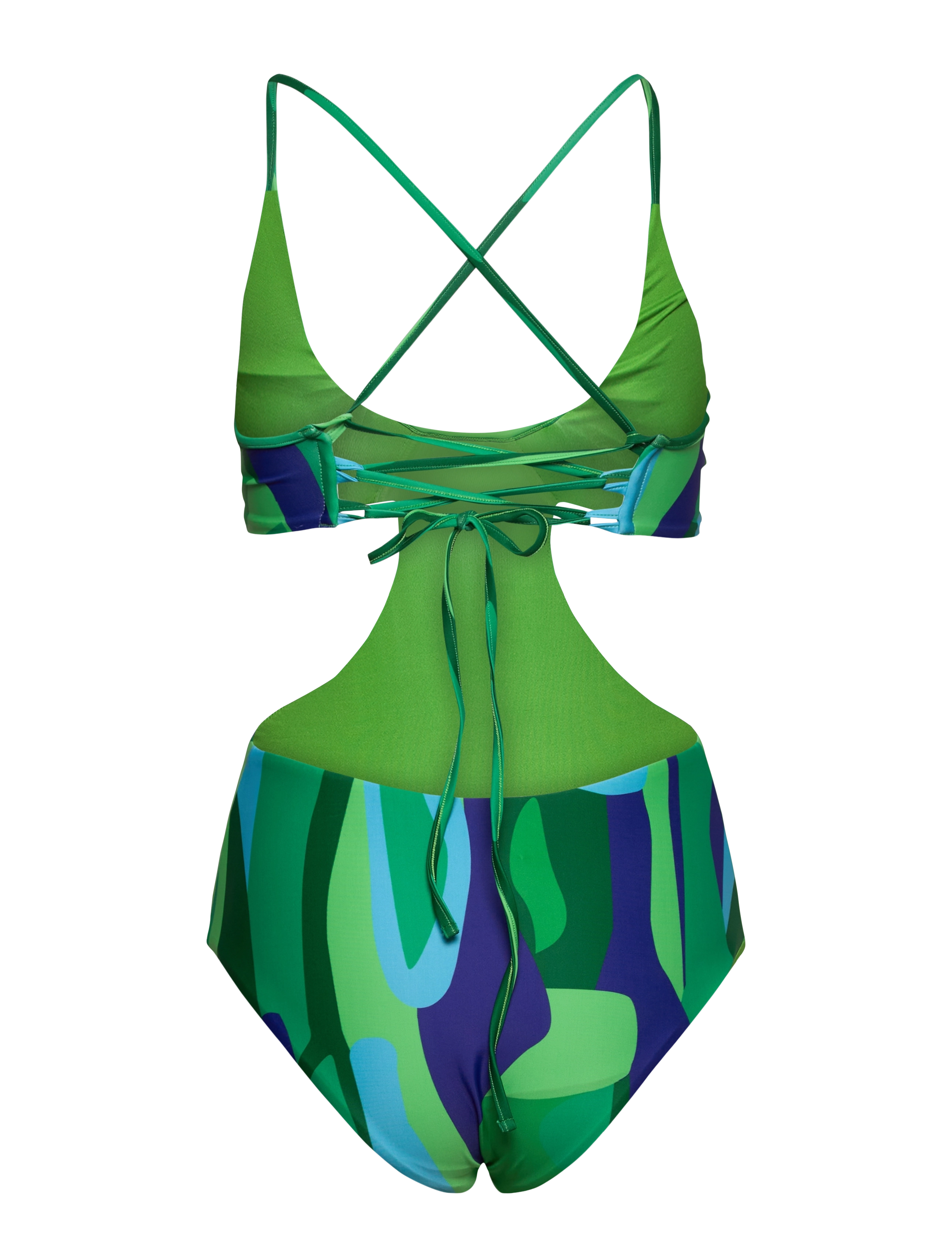 Hosbjerg - Ginny Cross Back Swimsuit - baddräkter - green landscape - 2