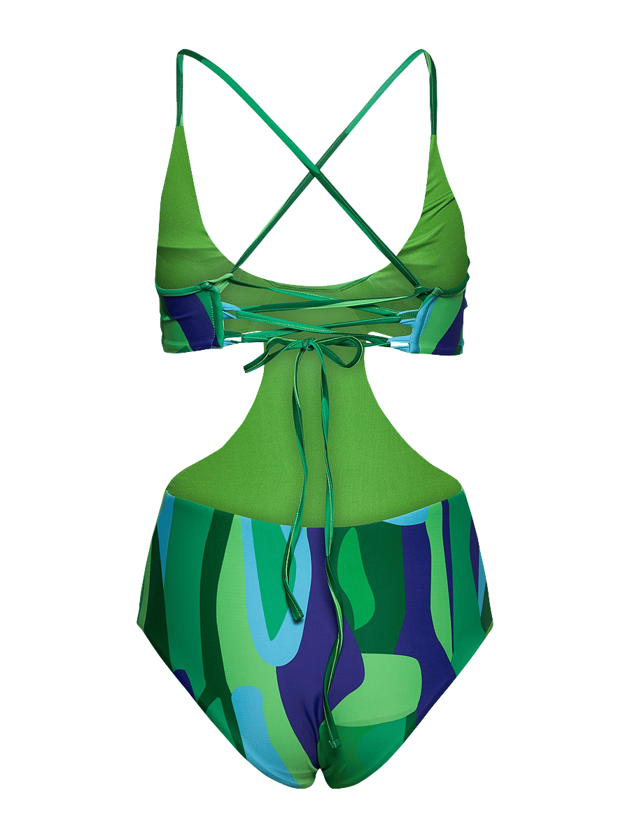 Hosbjerg - Ginny Cross Back Swimsuit - swimsuits - green landscape - 2