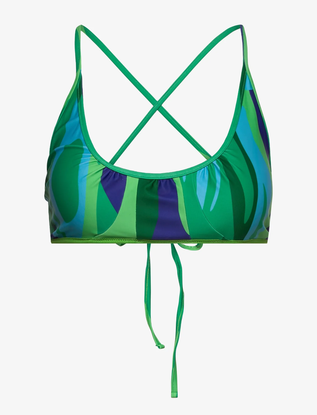 Hosbjerg - Ginny Cross Back Bikini Top - bikinio liemenėlės su kaspinėliais - green landscape - 0