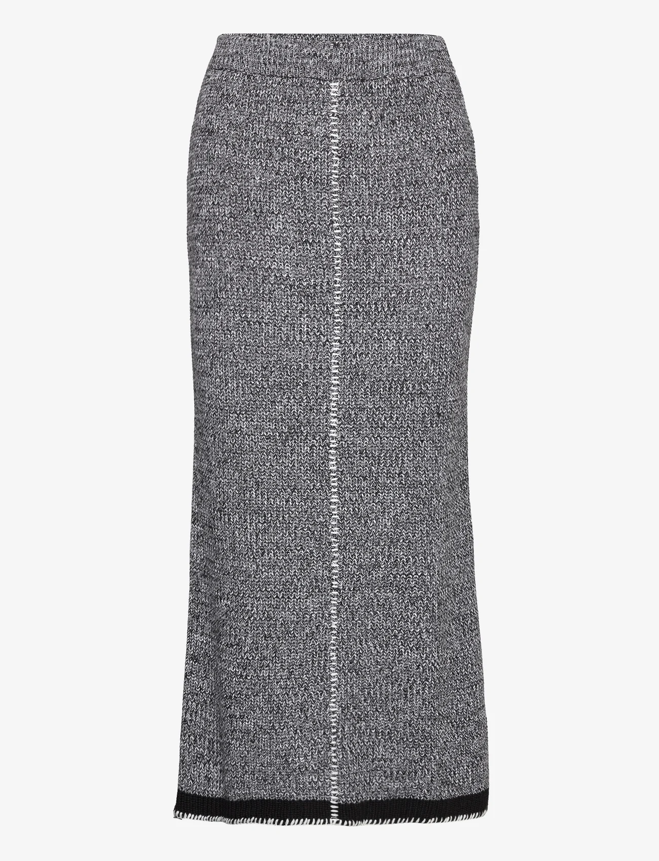 Hosbjerg - Ilvana Melange Knit Skirt - midi skirts - black/white - 0