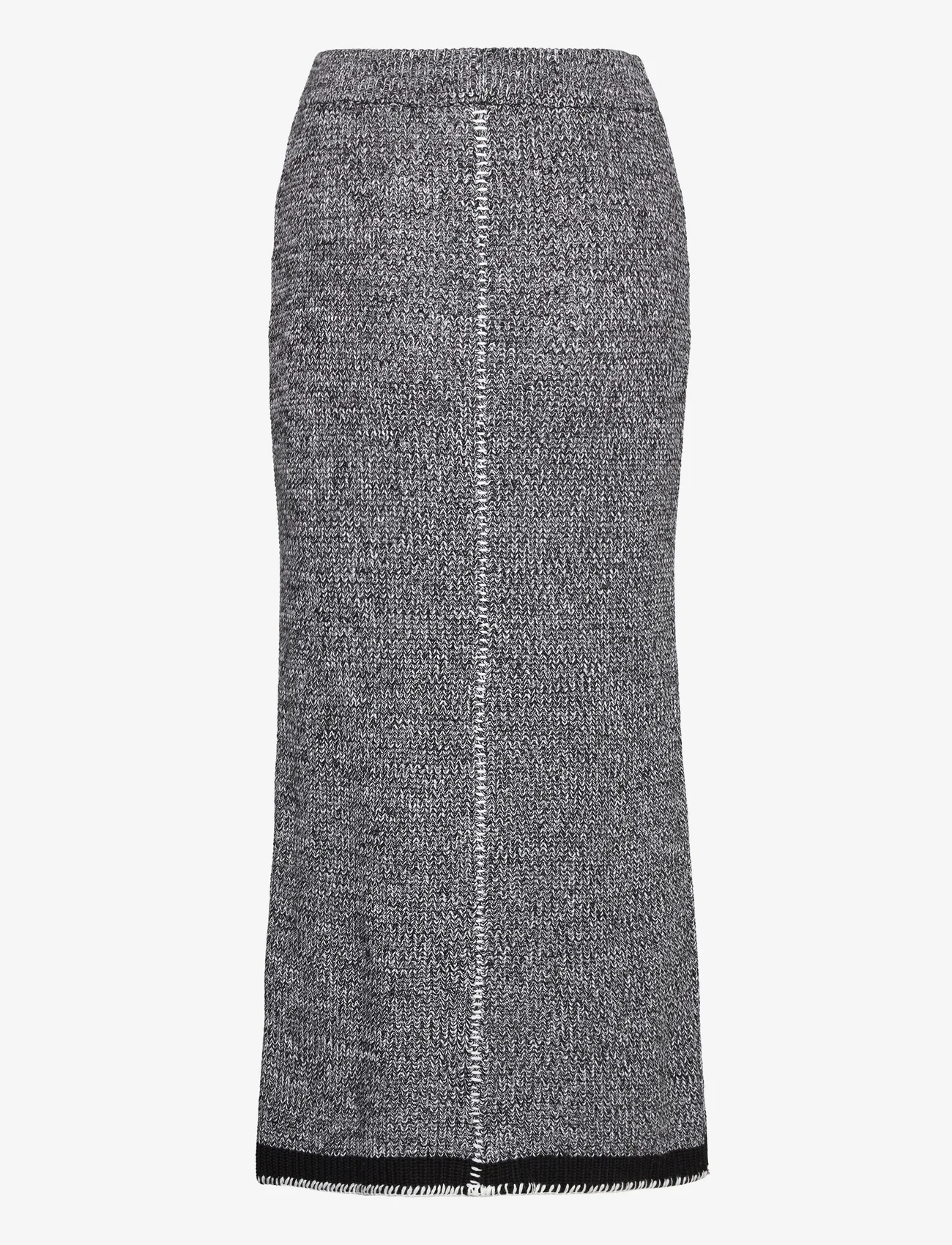 Hosbjerg - Ilvana Melange Knit Skirt - midi skirts - black/white - 1