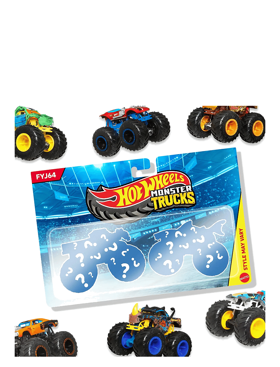 Hot Wheels - Monster Trucks Demolition Doubles, 2-Pack of 1:64 Scale Toy Trucks - mänguautod - multi color - 1
