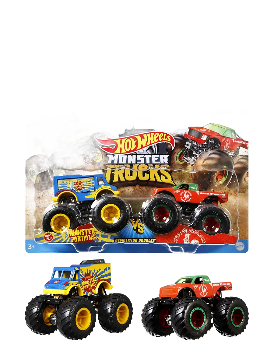 Hot Wheels - Monster Trucks Demolition Doubles, 2-Pack of 1:64 Scale Toy Trucks - madalaimad hinnad - multi color - 5