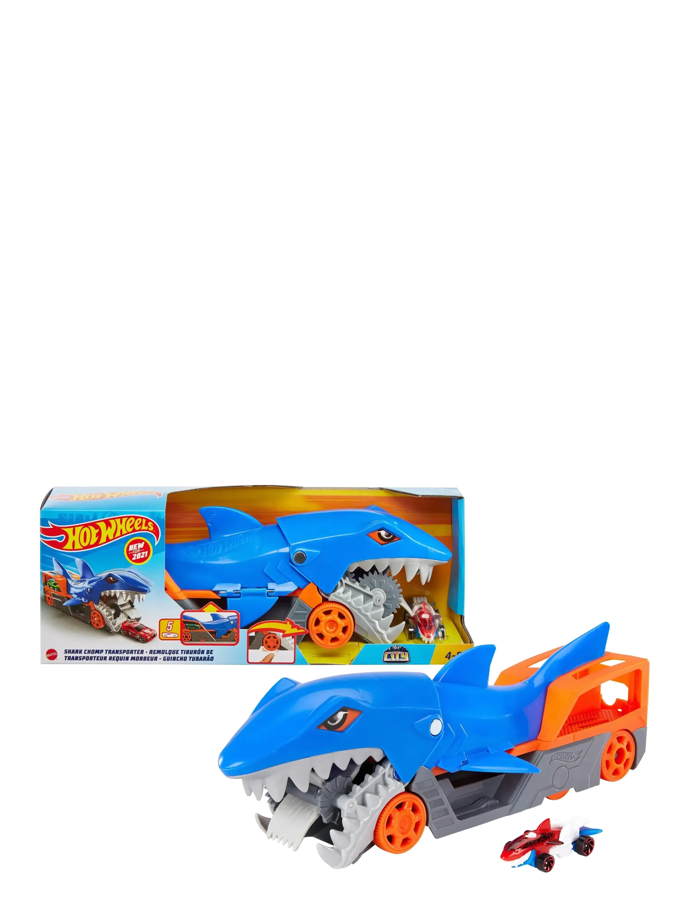 Hot Wheels City Shark Chomp Transporter Playset & Diecast Car, One Size, Blue, Legetøjsbiler Og -Køretøjer > Legetøjsbiler, Børn