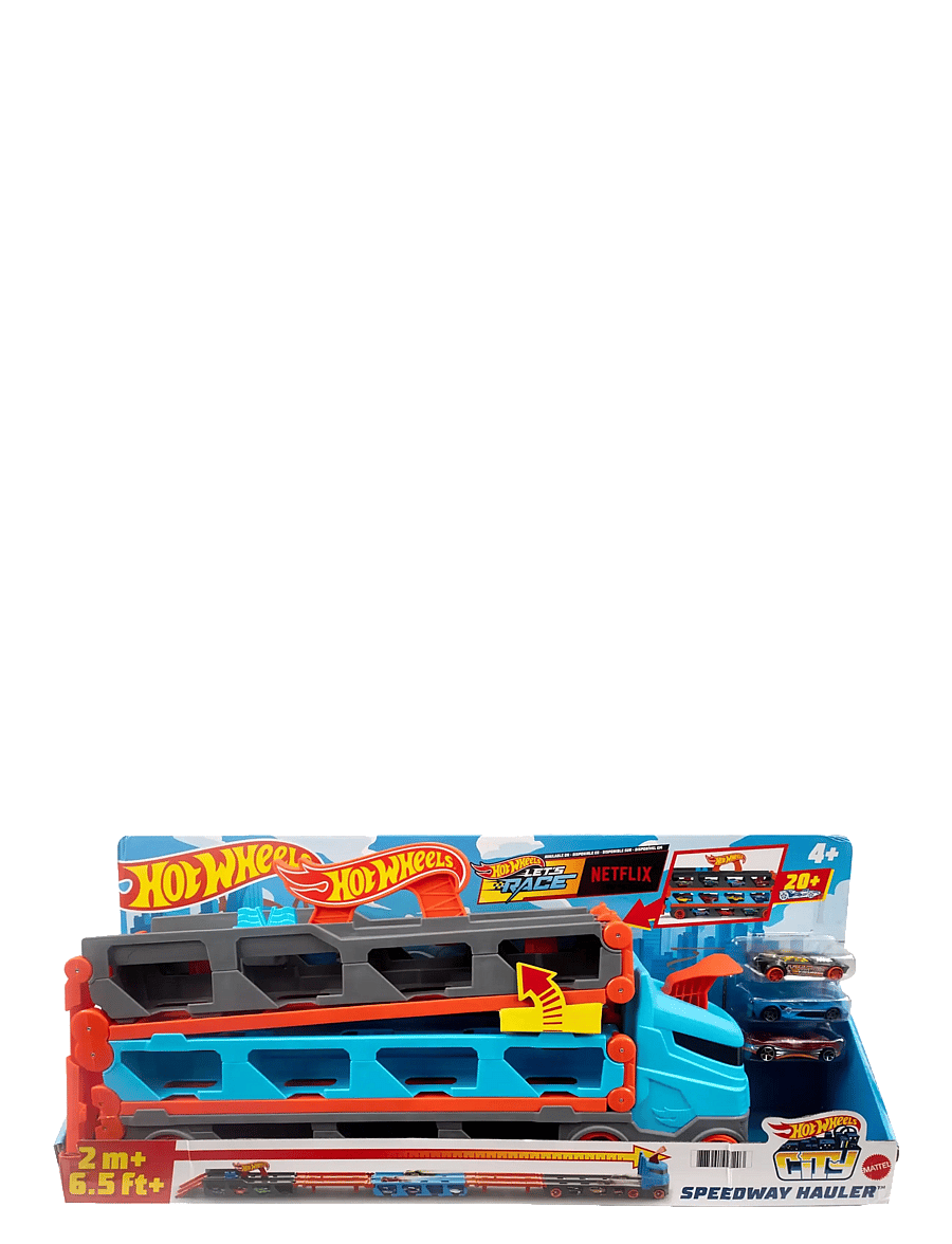 Hot Wheels - City Speedway Hauler Carrier with 3 Toy Cars - vörubílar - multi color - 0