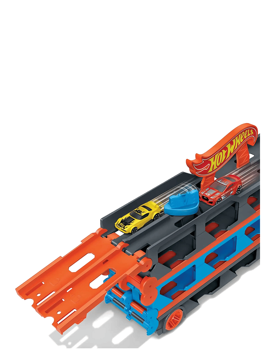 Hot Wheels - City Speedway Hauler Carrier with 3 Toy Cars - vörubílar - multi color - 2