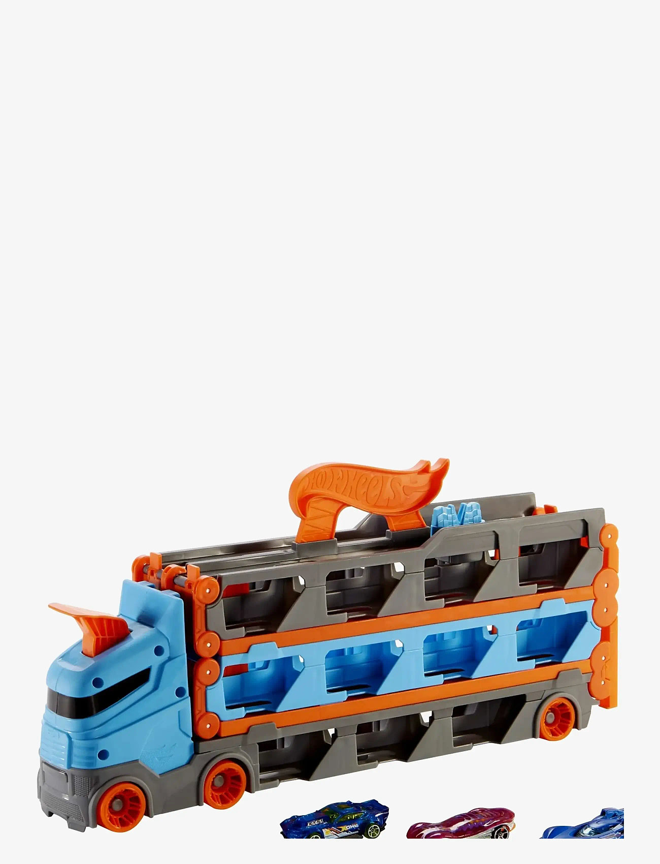 Hot Wheels - City Speedway Hauler Carrier with 3 Toy Cars - lastbilar - multi color - 4